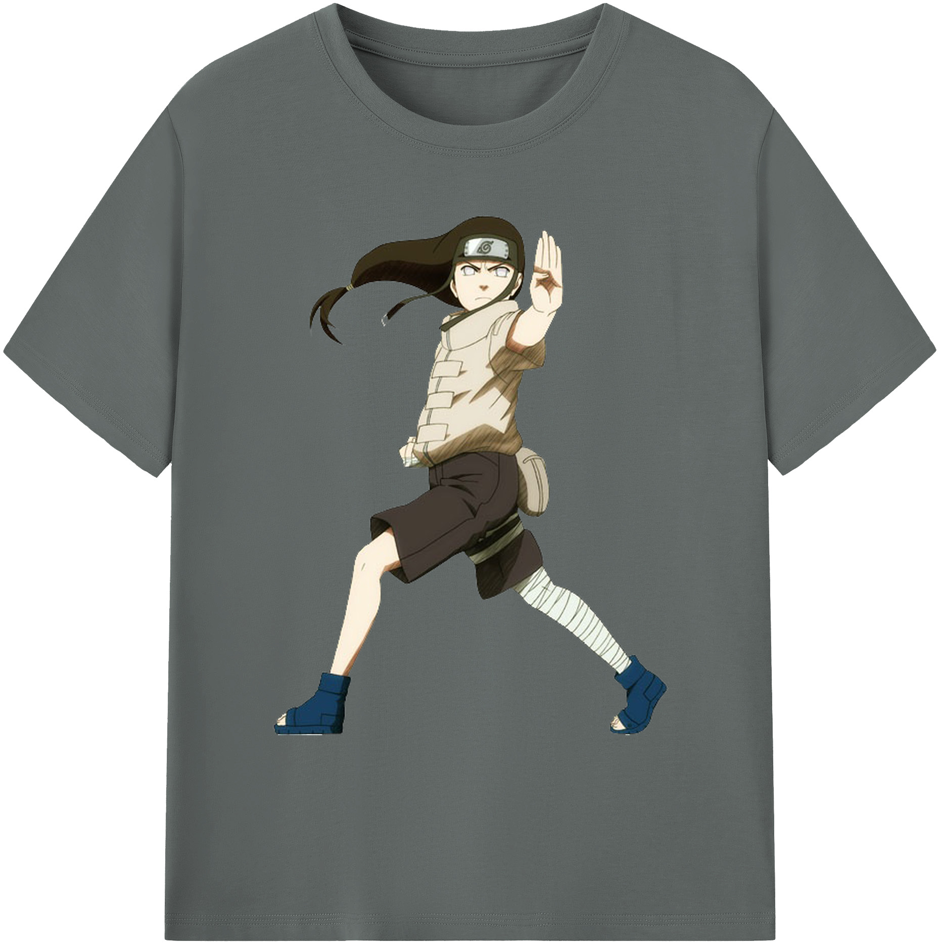 （画像用） NARUTO -ナルト- 日向ネジ Hyūga Neji 綿100％ メンズ半袖Tシャツ｜肌触りやわらか＆通気性